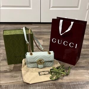 NWOT Gucci Small Marmont light blue crossbody bag
